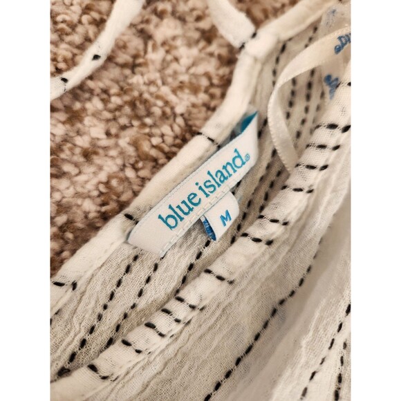 BLUE ISLAND 100% Cotton Long Sleeve Tunic Beach Cover-Up Dress Boho Size Medium - Picture 4 of 6